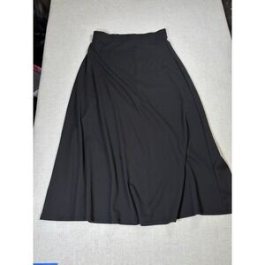 Olivia Blu Womens Size M Black A Line Midi Skirt Elastic Waist Stretchy